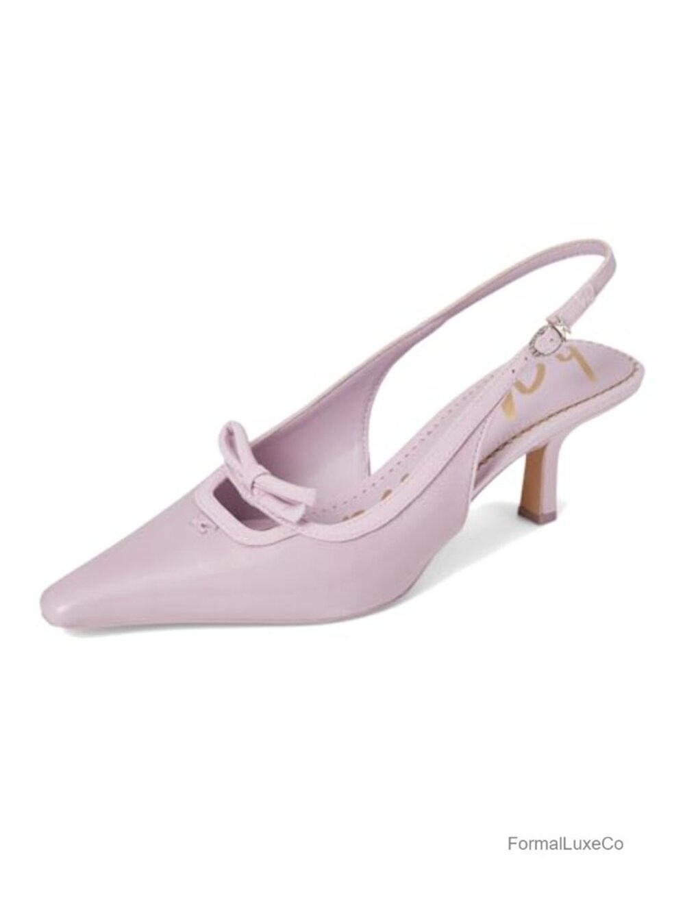 Pointed Toe Kitten Heel Slingback Pump with Bow - Picture 6 of 6